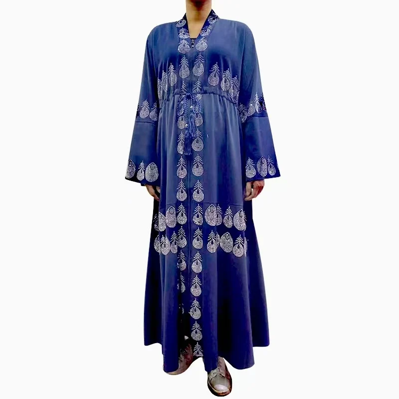 

Islam Abaya Dubai Luxury Ramadan Kebaya Long Sleeves Diamond Zipper Strawstring Eid Holiday Dress Kaftans Muslim Dress Women