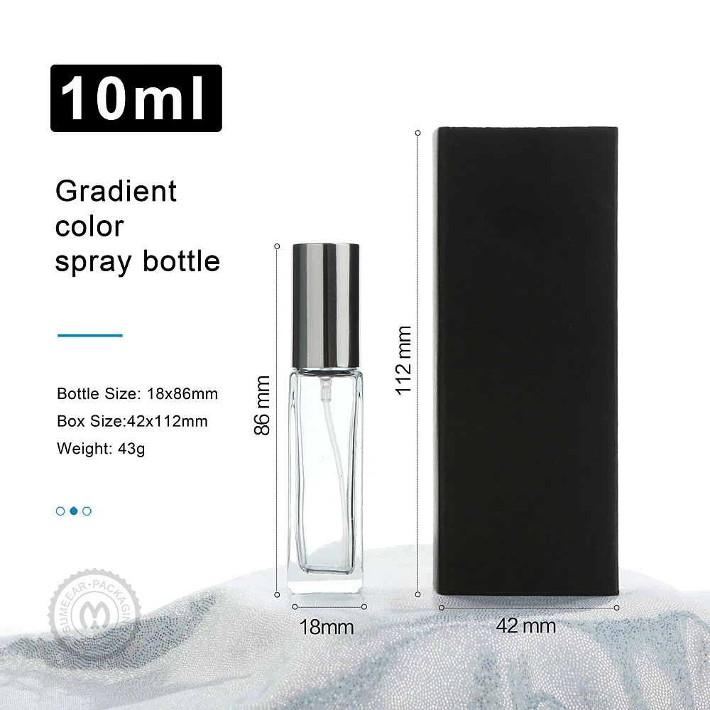20Pcs 10ml Thick Glass Multi-Color Perfume Bottles with Matching Packaging Boxes Cosmetics Atomizer Separate Storage