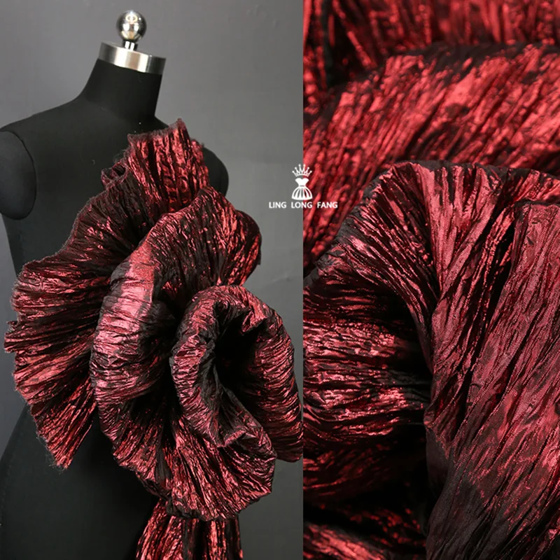 Hand Twisted Rope Wrinkle Irregular Pleated Fabric Texture Shape Decorative Background Stage Costume Designer fabrics