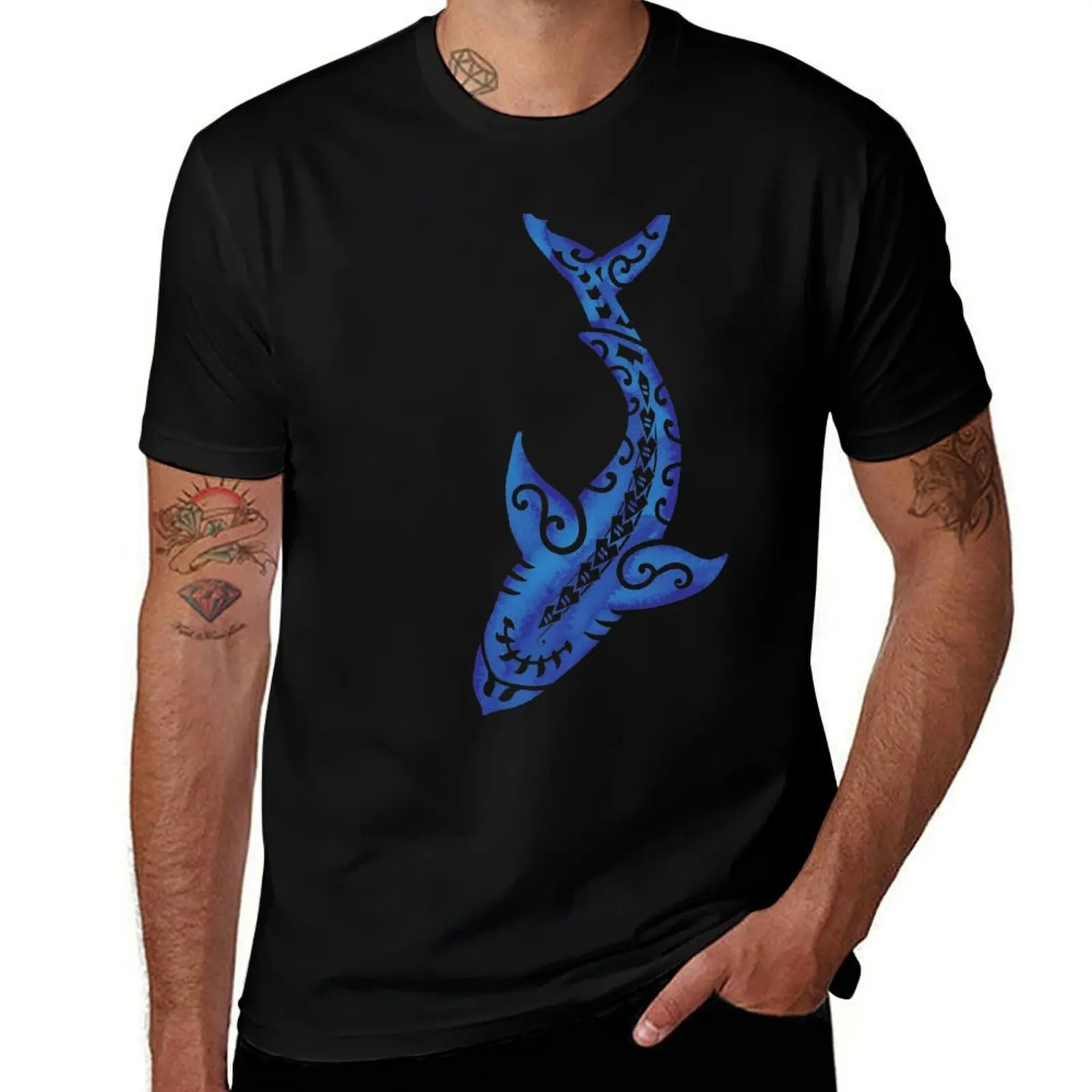

Vintage Blue Tribal Shark T-Shirt graphic t shirts for man t shirts for man slim fit T-Shirt