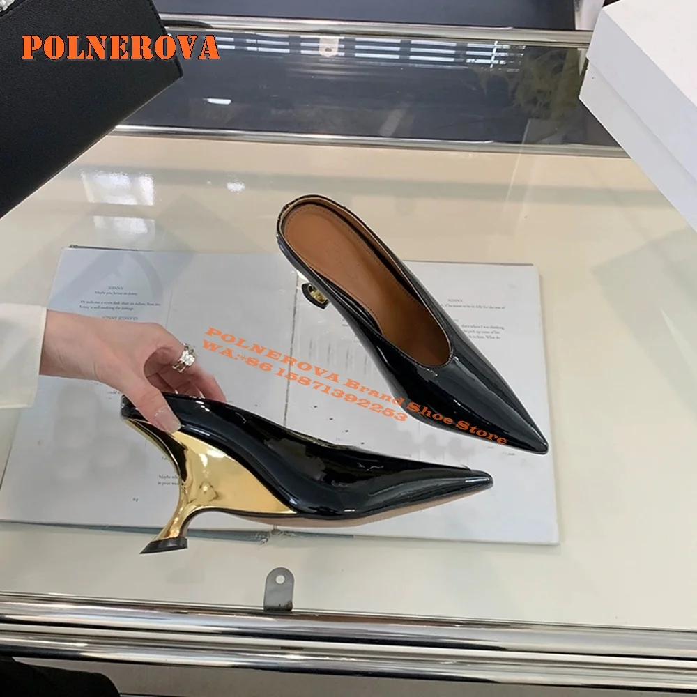 Golden Wedges Shallow Luxury Pumps Pointed Toe Strange Style Casual Women 2024 Spring Summer Heels Solid Sexy Party Shoes Trend