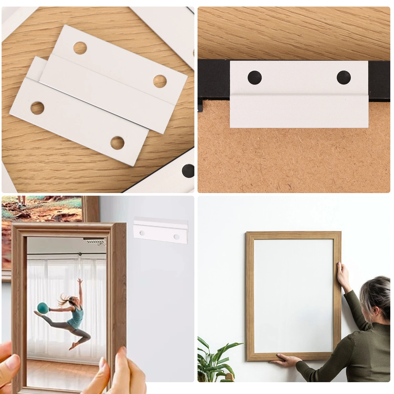 2/40 Stück Aluminium-Bilderleisten, Z-förmige Wandhalterung, Schwerlast-Flush-Mount-Verbinder für Spiegel und Whiteboards – Detail 6