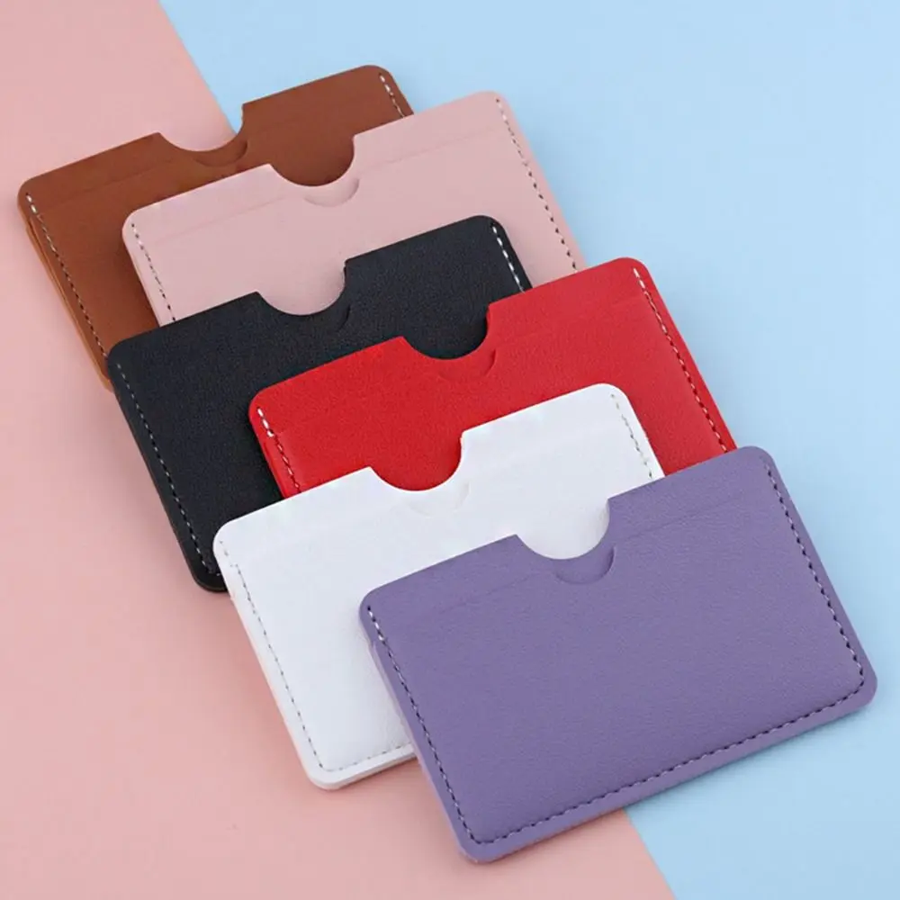 Dompet Mini kulit PU pria, dompet Mini warna polos, tempat kartu gaya Korea, dompet kartu tipis modis