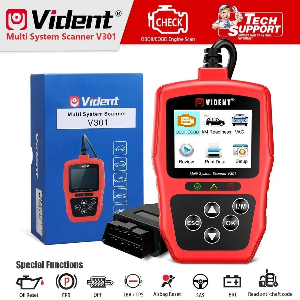 Vident V301 OBDII/EOBD+CAN Code Reader Car Diagnostic Scanner OBD2 Diagnostic Tool OBD2 Automotive Scanner