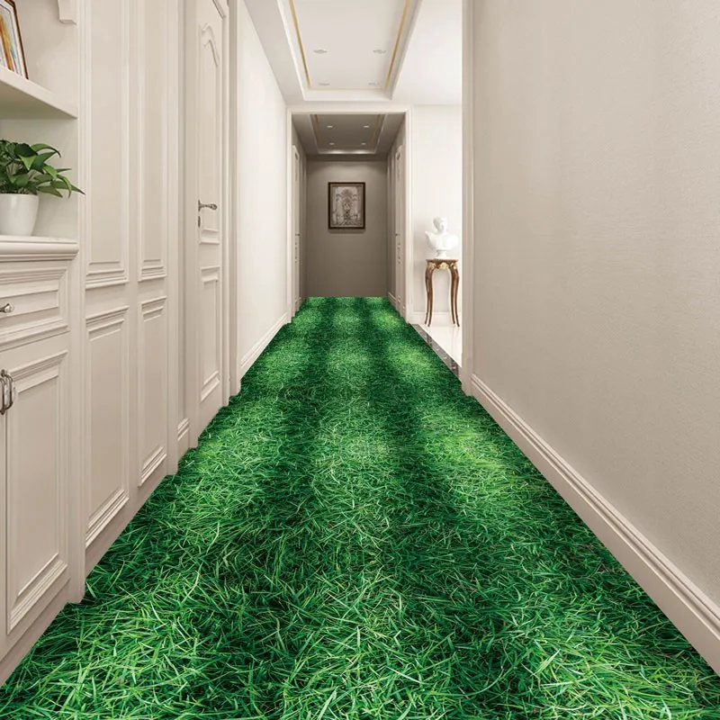 

Reese Lobby Carpet 3D Green Grass in Sunshine Football Field Pattern Living Room Long Rug Hallway Corridor Aisle Wedding Decor