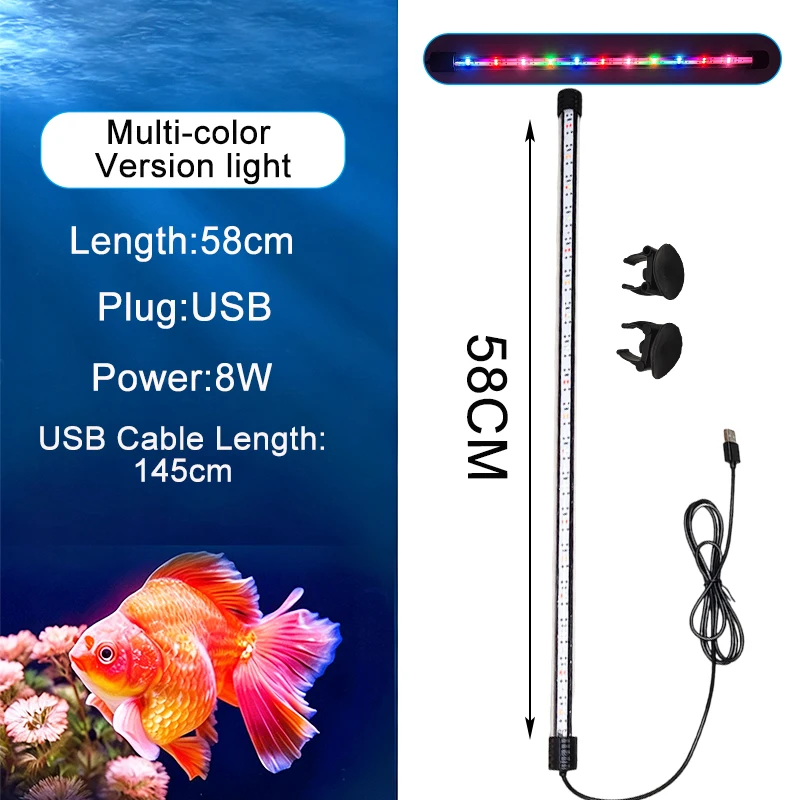 USB-Vollspektrum-Aquarium-LED-Streifenleuchte 18-58cm Wasserdichte Unterwasser-Aquariumlampe für Unterwasserpflanzenwachstum – Detail 16