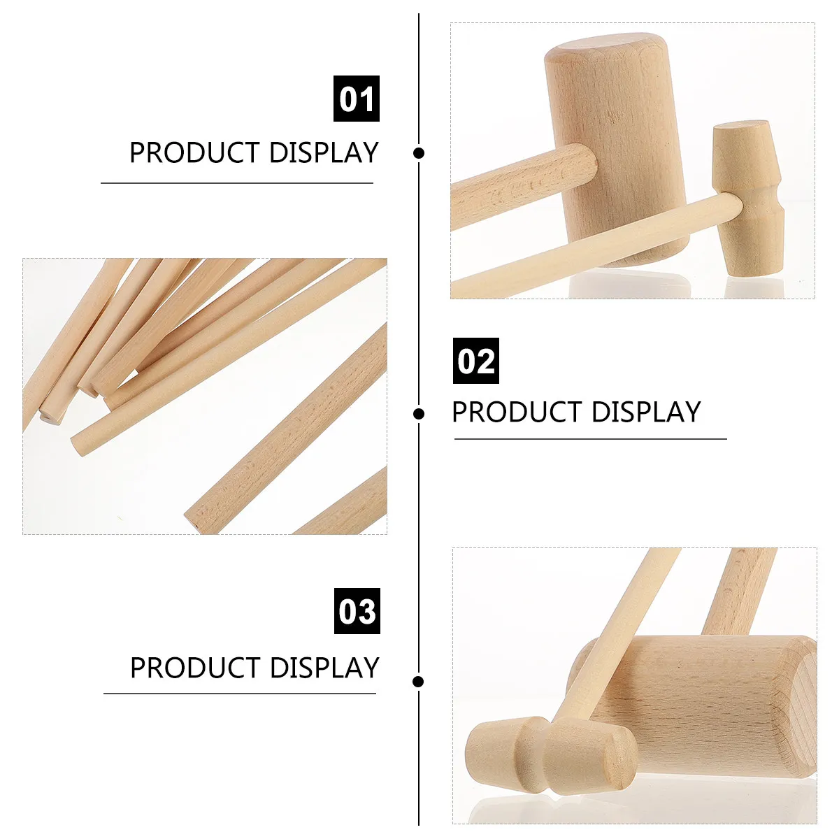 12Pcs Wooden Mallets Natural Hardwood Crab Lobster Seafood Cracking Hammer Smooth Firm Surface DIY Jewelry Making Tools