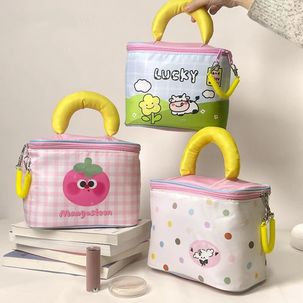 

Cartoon Nylon Toiletry Bag Waterproof Large Capacity Skincare Storage Bag Multi Purpose Color Contrast
