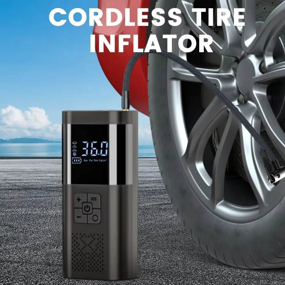 Wireless Design Car Air Pump Pressure Gauge Digital Display Tire Inflator Large Capacity Safety Cordless Air Pump