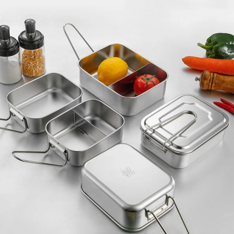 304 Stainless Steel Lunch Box Students Staff Canteen Bento Large Capacity Food Storage Containers Food Retention Sample Box