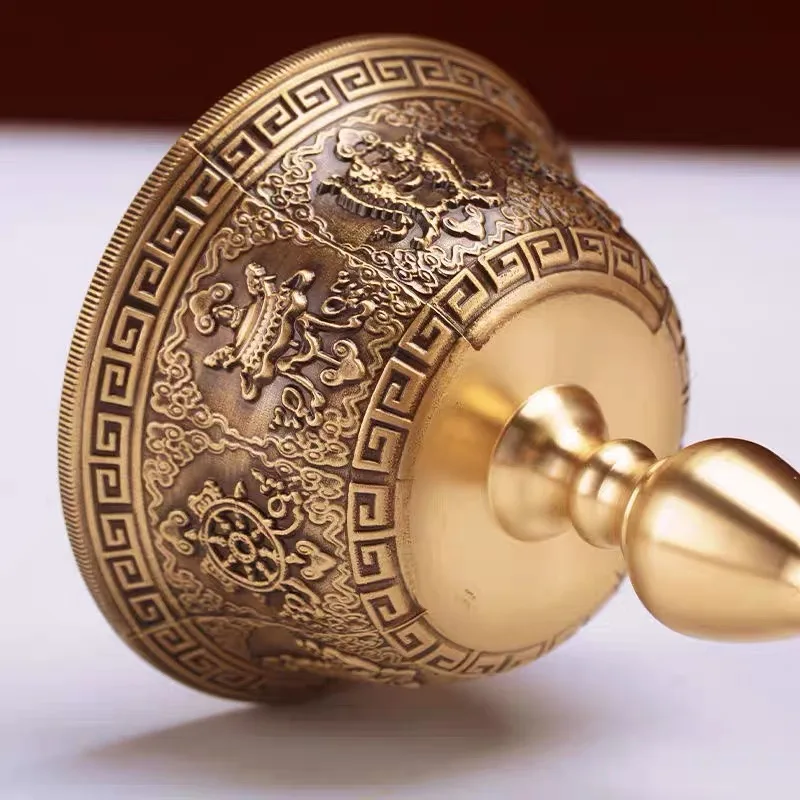 الشمعدان التبتي ، كوب شمعة نحاسي محفور بثمانية برونزية ميمونة ، حرف يدوية بوذية مصباح تانتر مذابح ديكور سطح المكتب #4