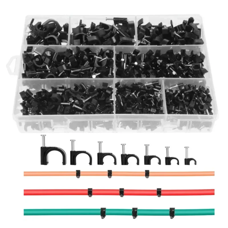 600PCS Cable Clips 4-12mm Wire Holders for Home Office Desk TV Computer Cord Management
