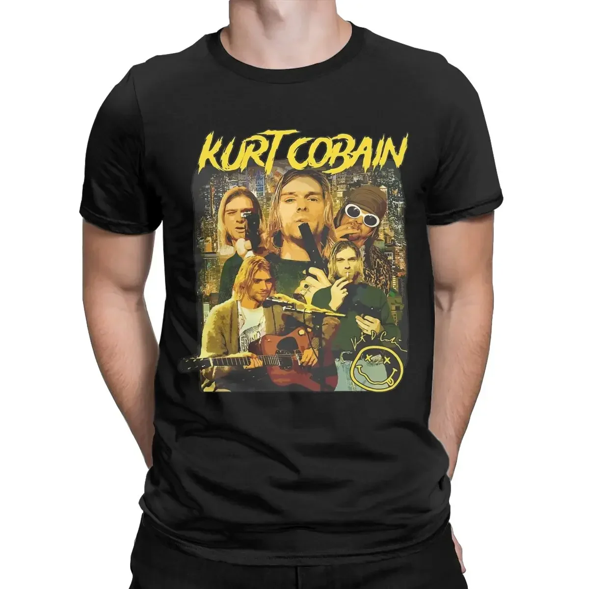 Men's Kurt Cobain T Shirts Cotton Clothes Cool Short Sleeve Round Neck Tee Shirt Plus Size T-Shirt