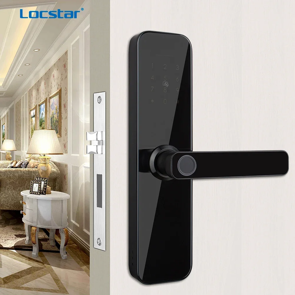 Locstar Electronic Lock Room Password Card Key Security Door Handle Intelligent Fingerprint Door Lock