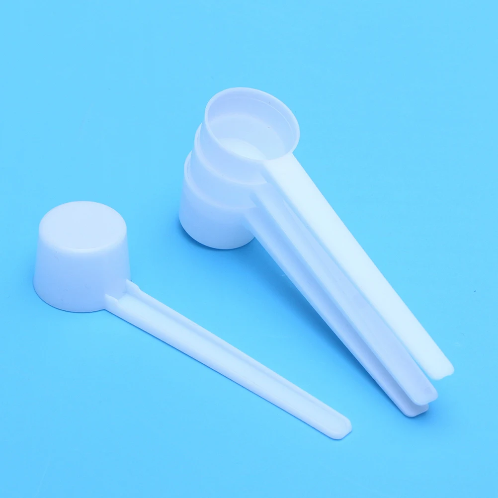 Cuchara medidora de café de plástico, 50 Uds., 5g, para leche en polvo, condimento líquido, cucharas reutilizables rellenables (blanco)