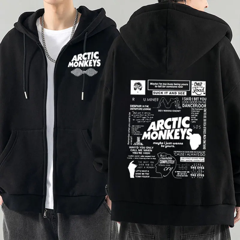 

Retro Arctic Monkeys Music Tour Double Sided Print Hoodies Men Women Clothing Fashion Oversized Zipper Jacket Hooded Sweatshirts