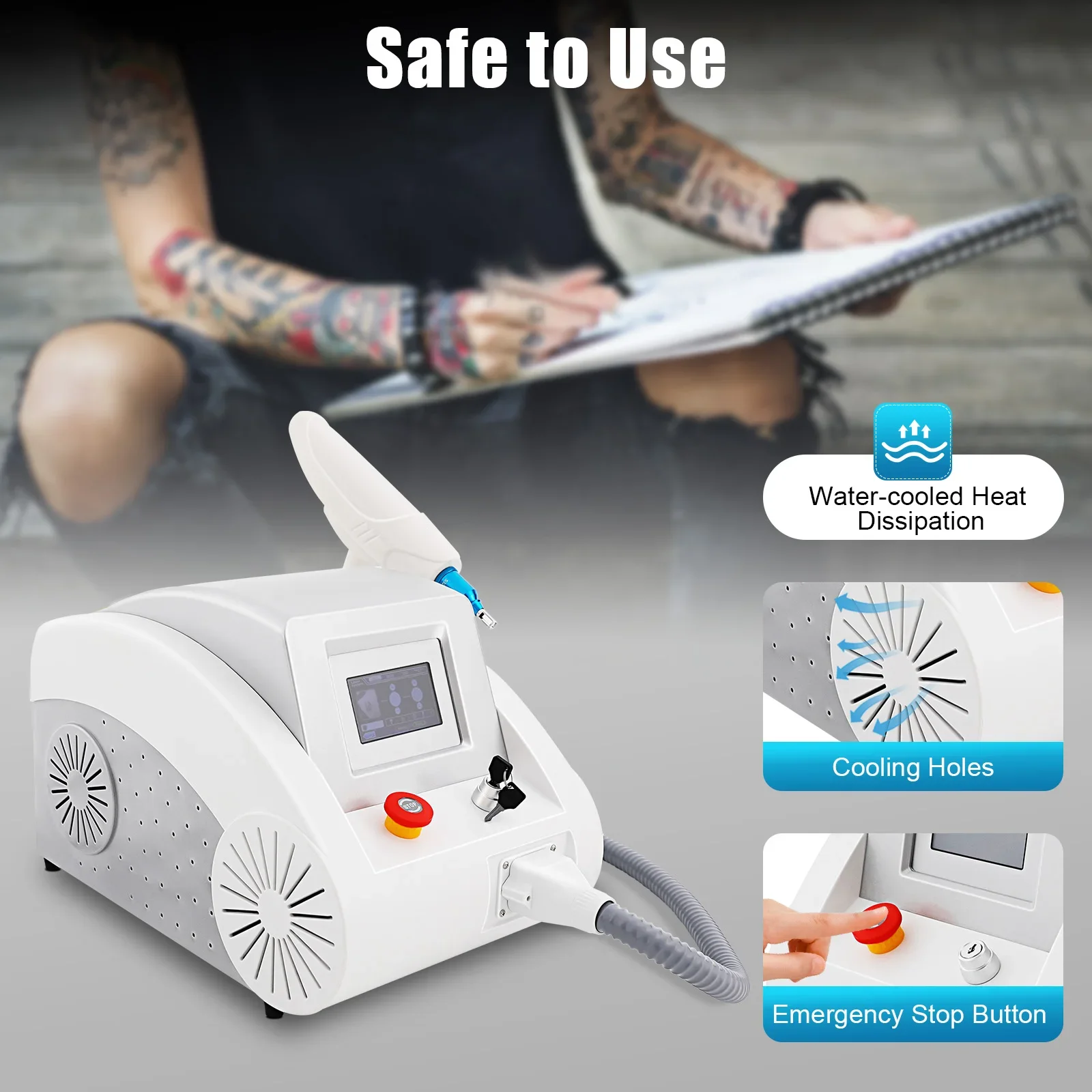 Portable Tattoo Cleaning Machine Eyebrow Washing Machine 1000W Salon Beauty Machine Laser Remover 1-10HZ