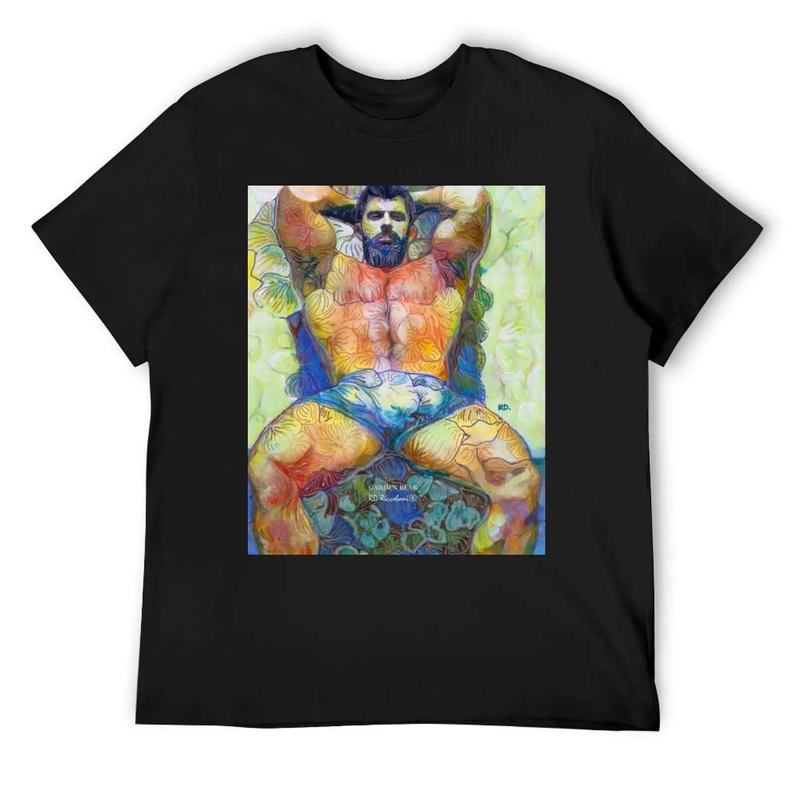 

Garden Bear by RD Riccoboni - Naughty Boy Painting T-Shirt summer clothes cute tops cotton man t-shirts mens designer t shirt