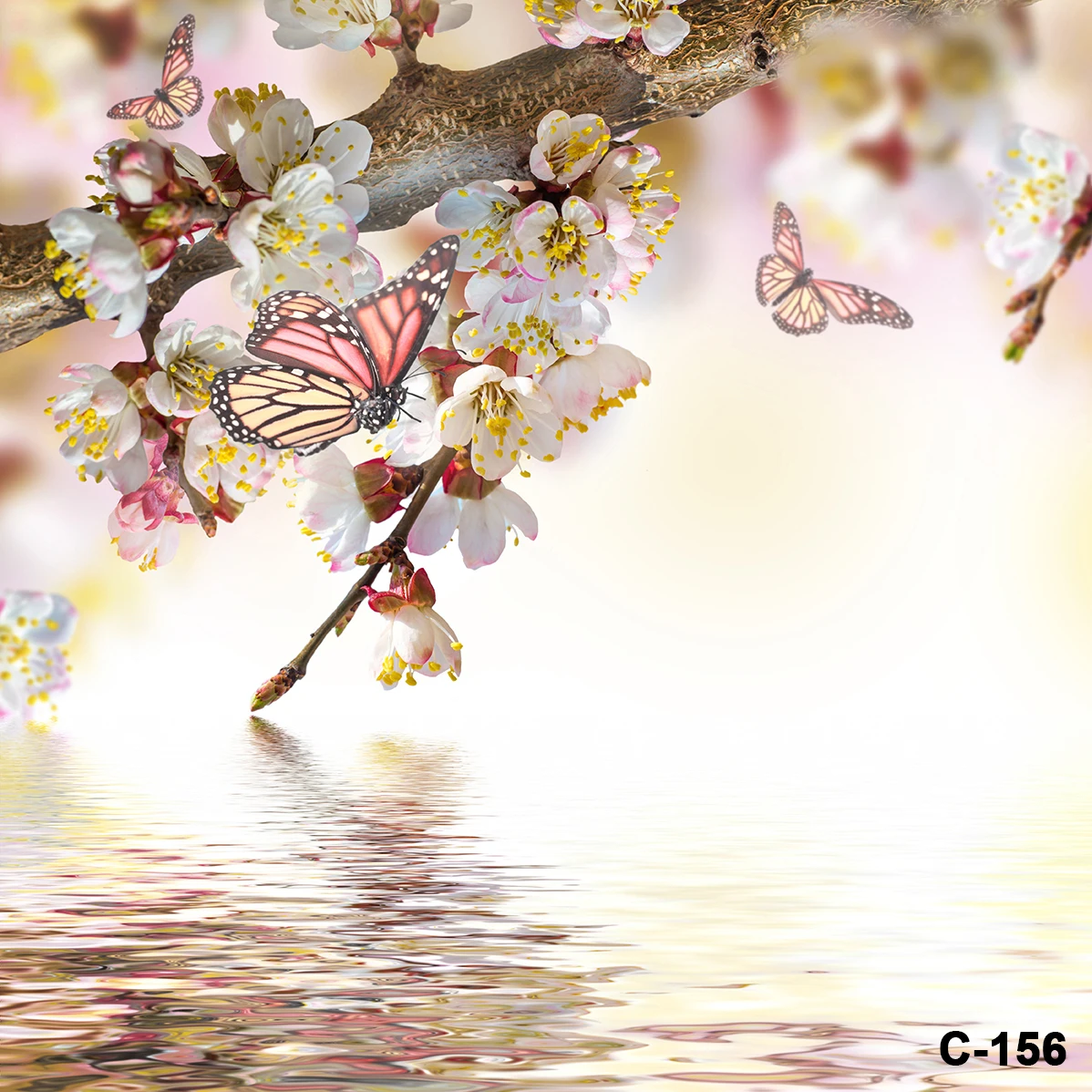 Arrière-plan de photographie de style panting pour adultes et enfants, papillon de fleurs de fleurs, toile de fond de photographie de printemps, art scénique, portrait de dame, studio photo