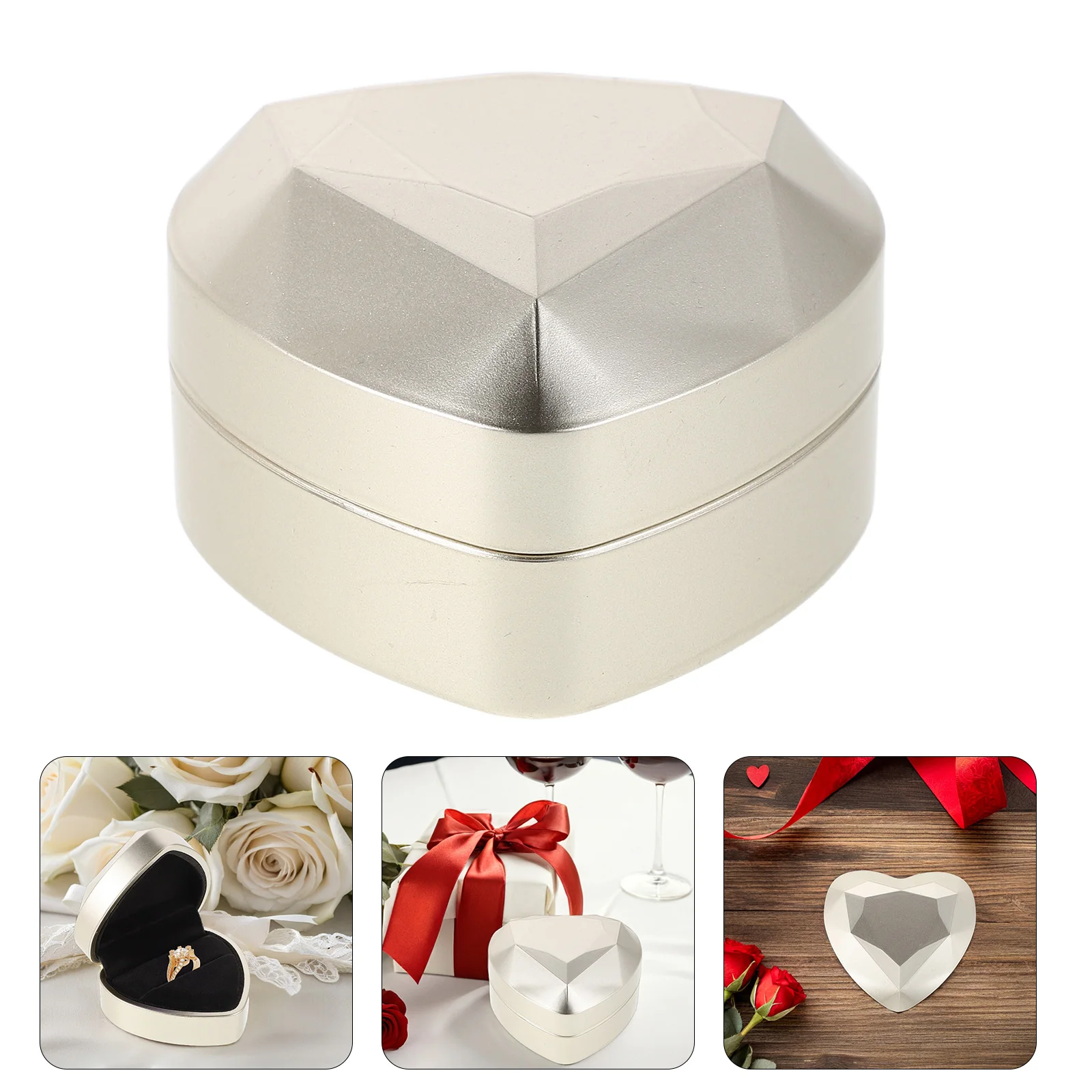 

Heart Box Ring Case Led Light Engagement Ring Boxes Jewelry Display Case For Proposal Wedding Birthday Anniversary