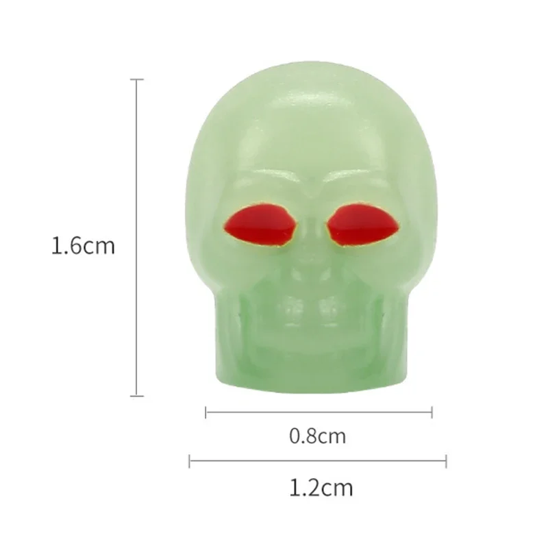 Car Tire Valve Caps Fluorescent Skull Head Auto Motorcycle Bicycle Nozzle Cap Decor Night Glowing Wheel Plug Cover Accessories