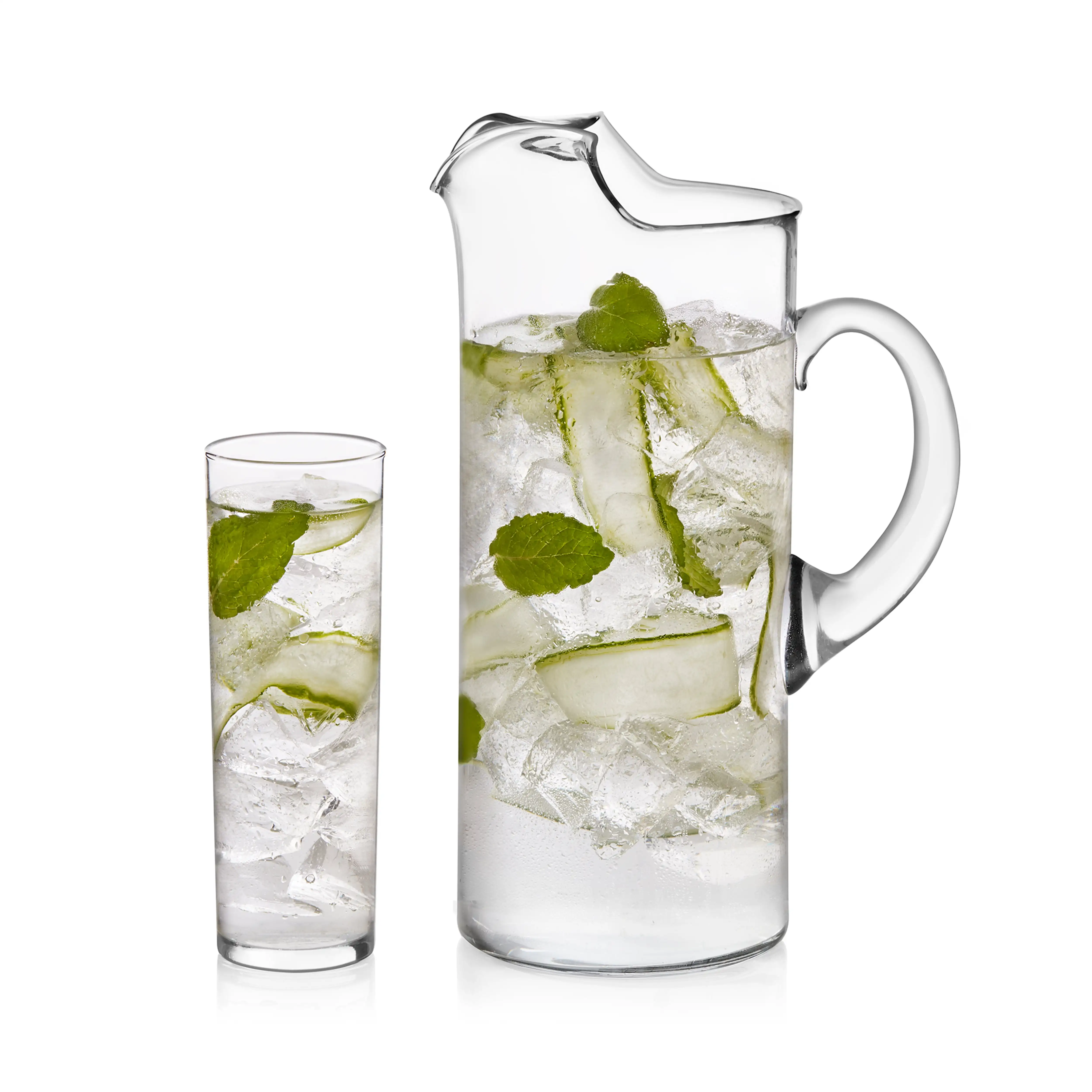 

Modern Highball Glass Set of 6 with Pitcher, Tall Cocktail Glasses for Iced Tea Juice Boozy Brunch