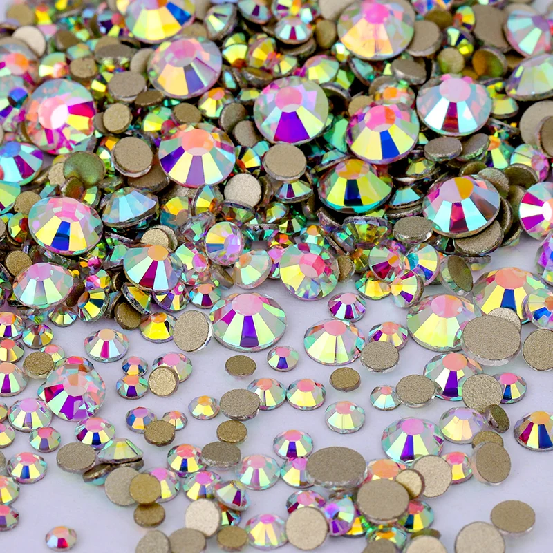 QIAO Kristall Non-Hotfix SS4-SS20 Gemischte Größen 1440 Stück Goldene Flache Strasssteine Dekorationen DIY Glitzersteine 3D Nagelkunst – Detail 4