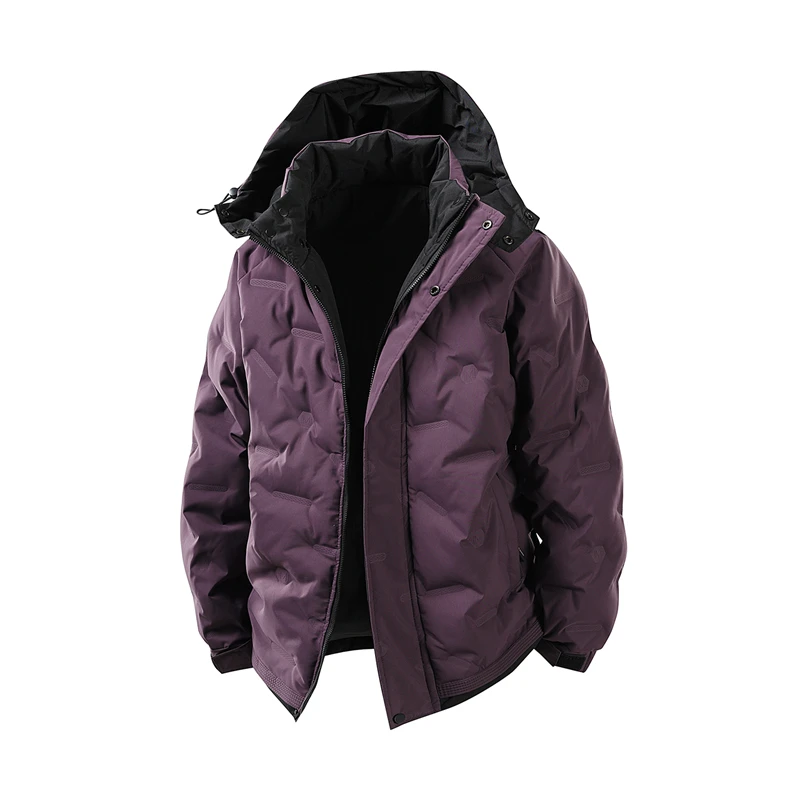 

Winter New Men's Casual Warm Thickened Protective Windproof Coat Fashionable Simple And Detachable Hooded Jacket Solid Color Top