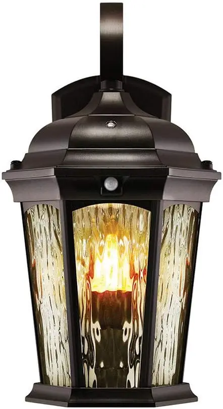 EFL-130W-MD flackernde Flamme Veranda Licht, Wasserglas, mit integriertem Sicherheits licht (3000k), Bewegungs sensor, Dämmerung bis zum Morgengrauen