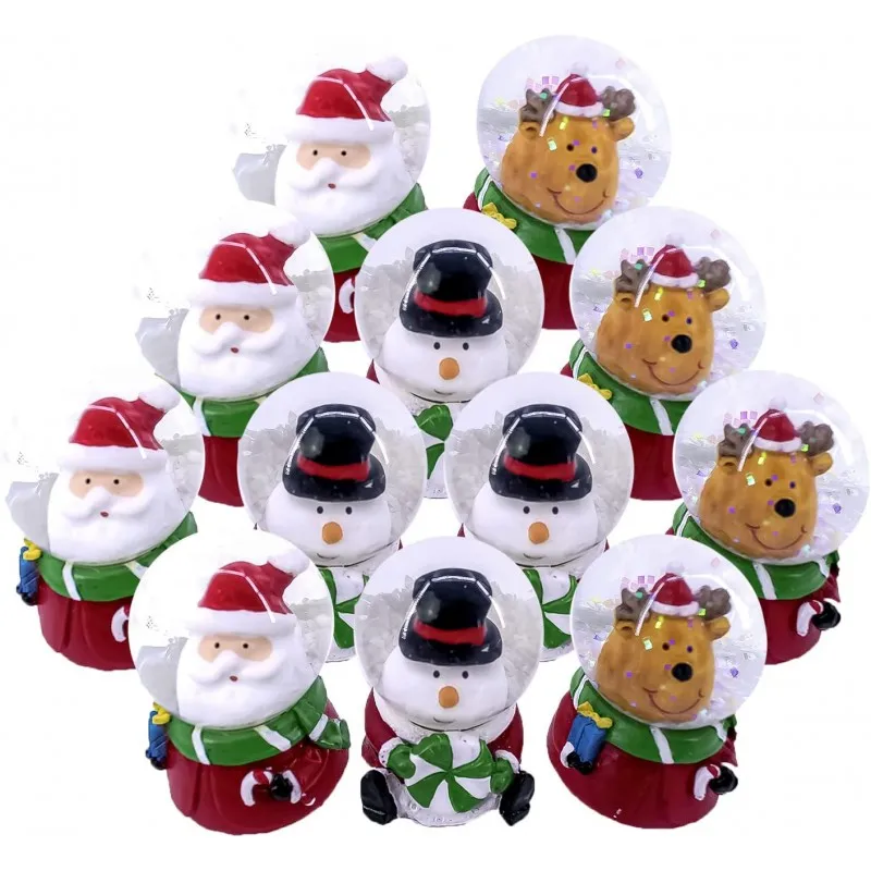 EURASIA Store-Pack of 12 decorative snowballs in 3 models, includes 4 examples of each model, 4,5x6,5x4 cm