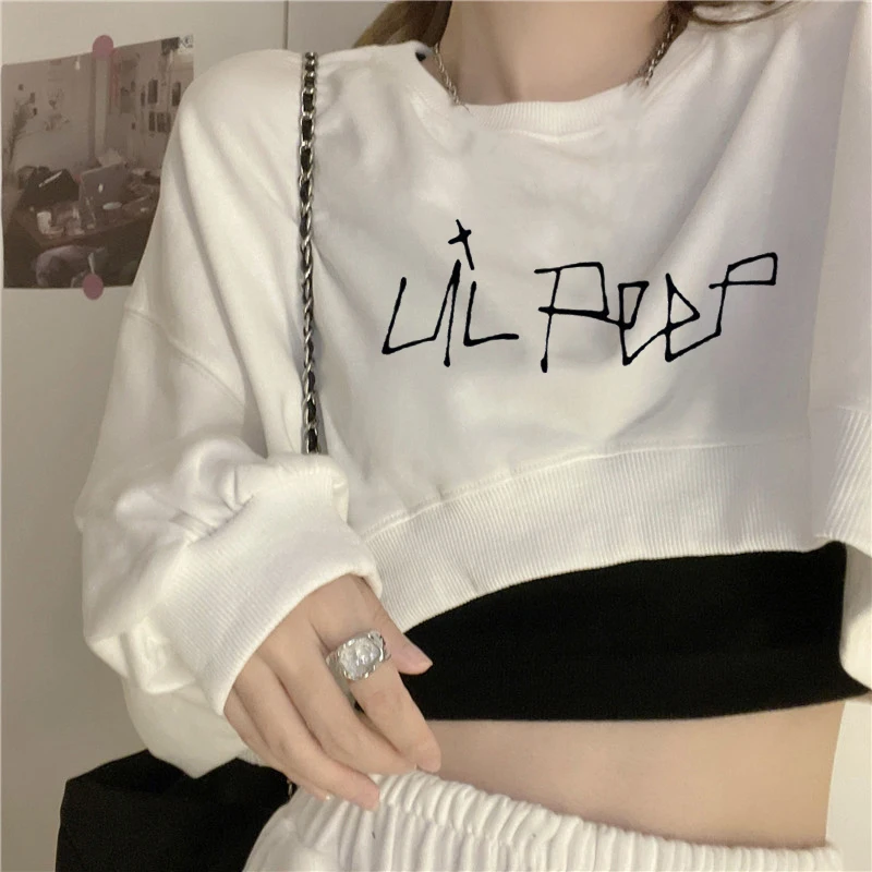 

Lil Peep Hoodies Love Peace lil.peep Letters Sweatshirts Hooded Pullover Women Y2K Hoodie Streetwear Winter Warm Crop Clothes