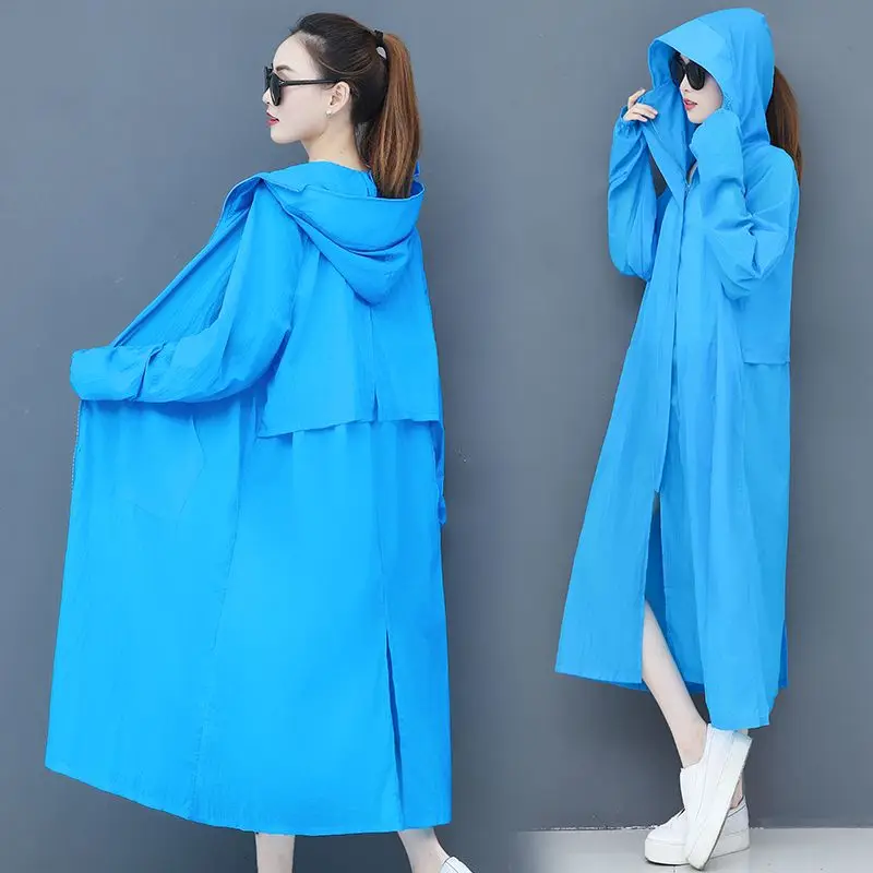 

Solid Color Sun Protection Jacket Women's Long Sleeve Summer 2023 Korean Ultra-Thin Loose Versatile Coats Femme Outerwear A417