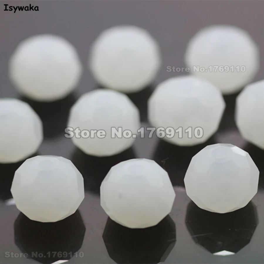 Isywaka Non-hyaline White Color 6*8mm 65pcs Rondelle  Austria faceted Crystal Glass Bead Loose Spacer Round Bead diy Jewelry