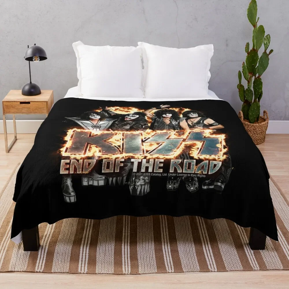 

KISS  the band - End of the Road on Fire Logo Throw Blanket Reusable Durable Soft Blanket for All Seasons