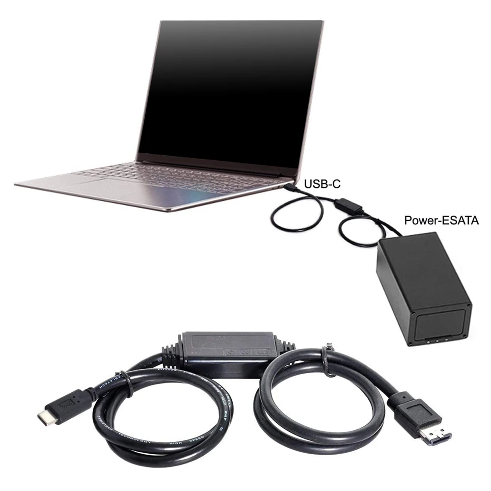 Câble ESATA vers USB C, câble USB Type C, hôte mâle vers ESATA ESATAp, câble HDD pour ordinateur portable