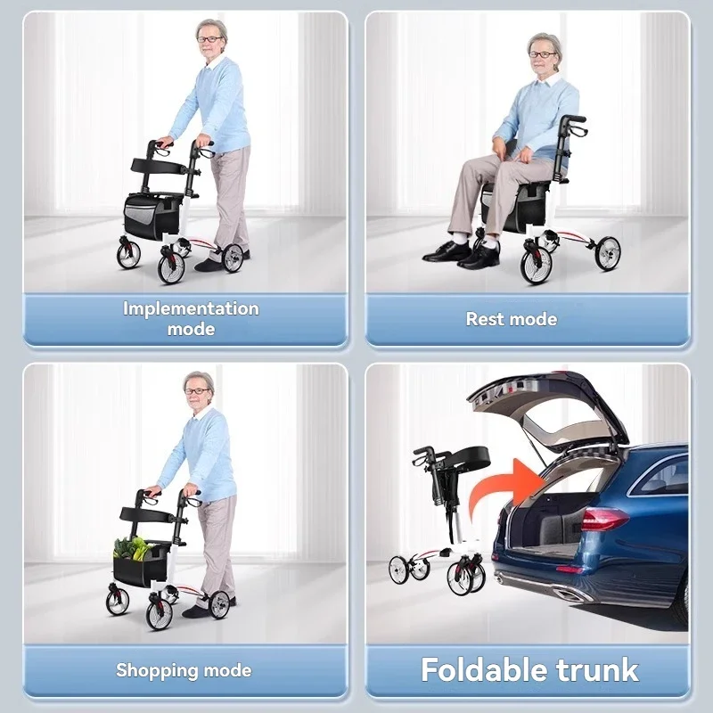 

2026 Ultra Light Walking Aid for The Elderly, Kang Assisted Walking, Mobile Commuting, Hand Push, Can Sit