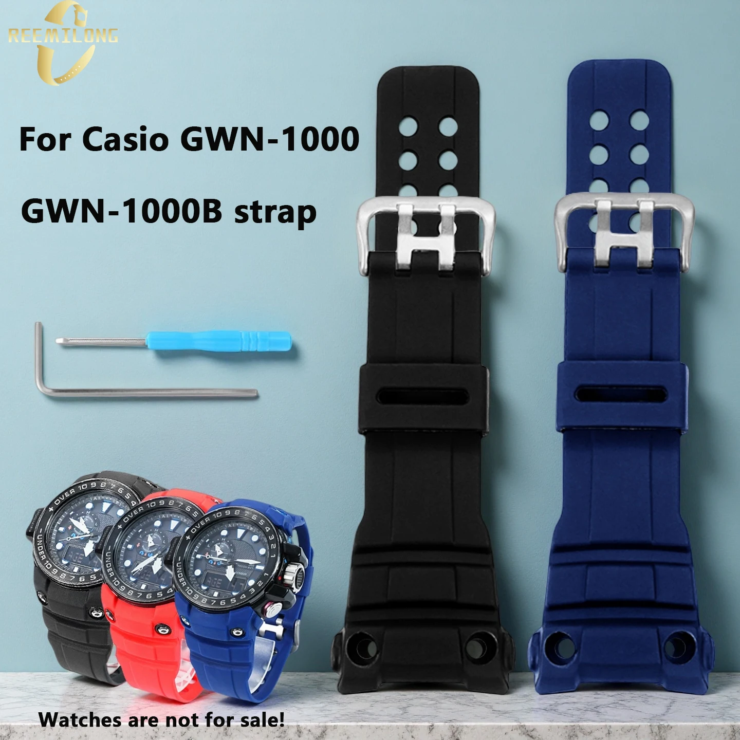 

For Casio Watch 5371 GWN-1000/GWN-1000B Series Resin Silicone Strap Waterproof Sports Rubber Wristband Men Watch Accessories