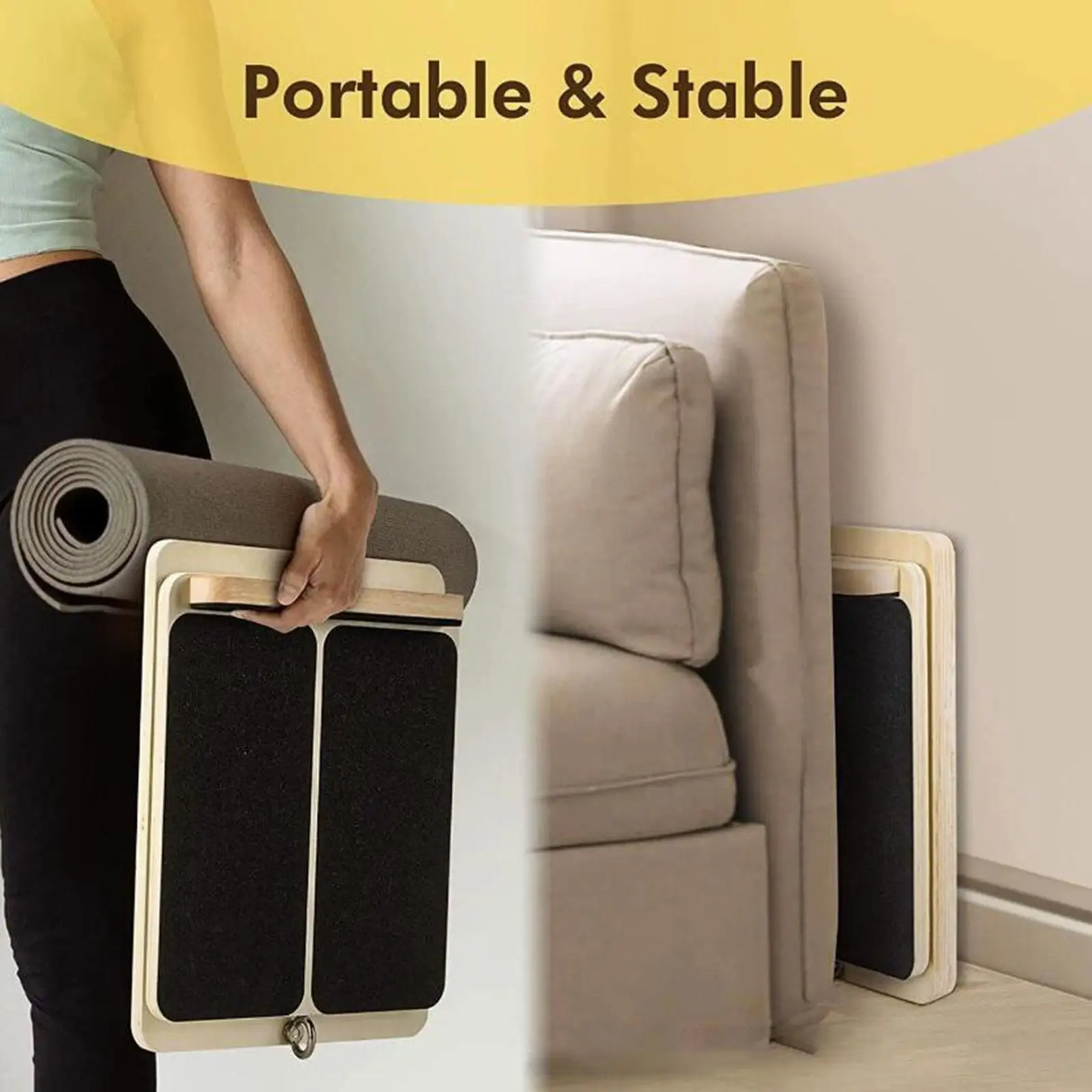 Wooden Slant Board Calf Stretcher Foldable Nonslip Leg Stretch Ankle Exercise Training Equipment for Muscle Building Home Gym