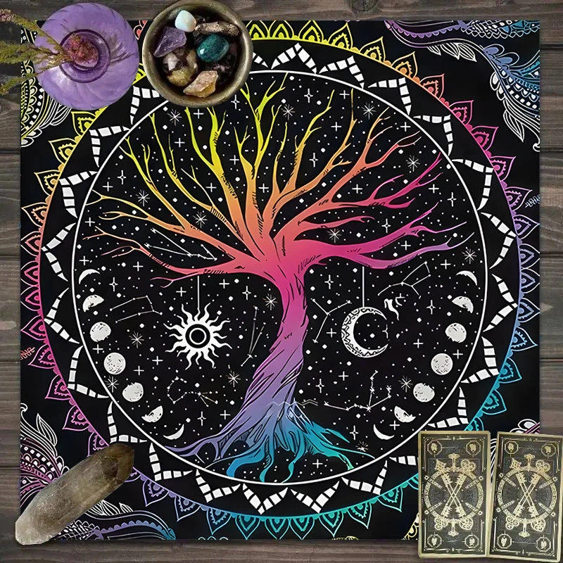 VIKAMA Tree of Life & Occult Symbol Tarot Tablecloth, 6 Assorted Designs, Divination Decor Witchcraft Wicca