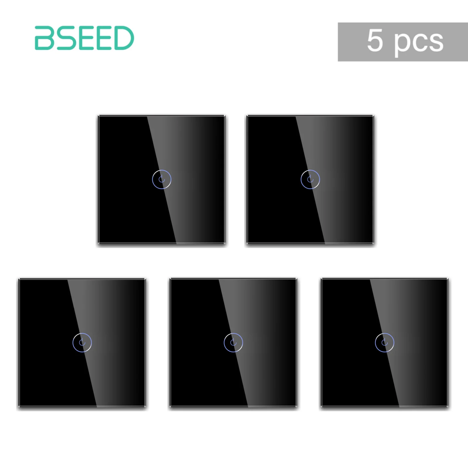 BSEED WIFI Smart Light Switch Tuya Smart Life 1/2/3 Gang APP Multi-Control Trap Schakelaar Met Neutraal Blauw Achtergrondverlichting Glazen Paneel