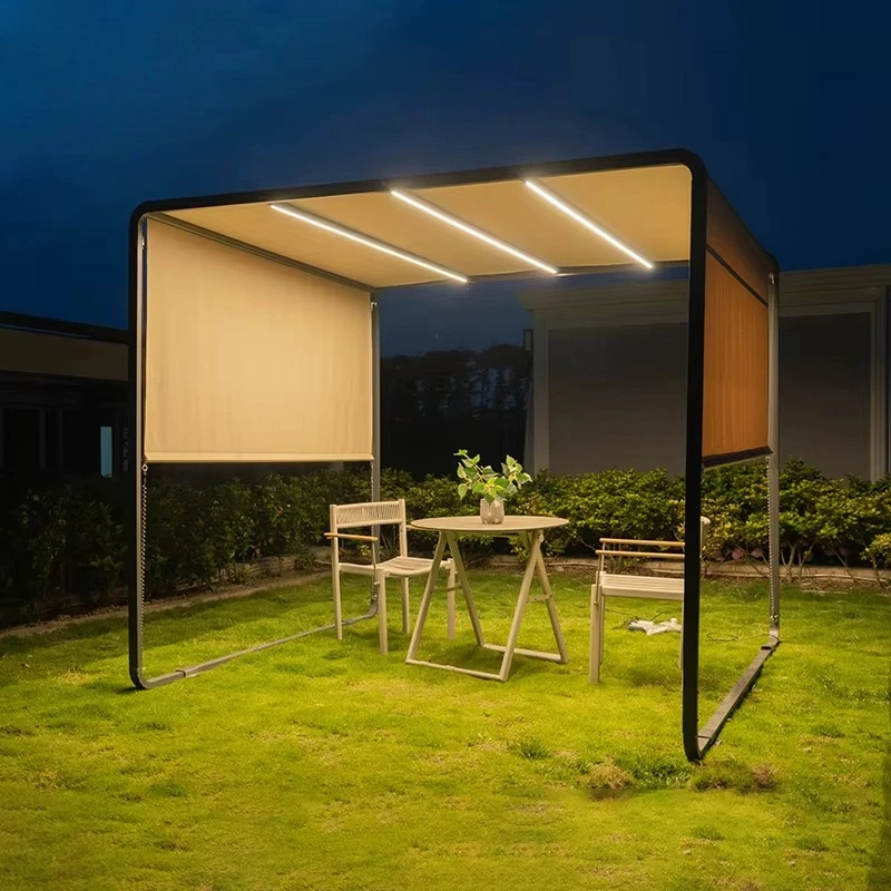 Any Size Custom Adjustable Outdoor Waterproof Gazebo With Side Curtains Sun Shade For Garden Patio Yard Lawn Universal Use