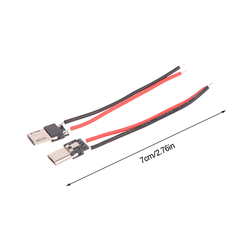 10Pcs 2P Micro USB Male With Cable 2Pin Welding Wire Male Connector Straight For Mobile Phone Charging Port Charging Socket