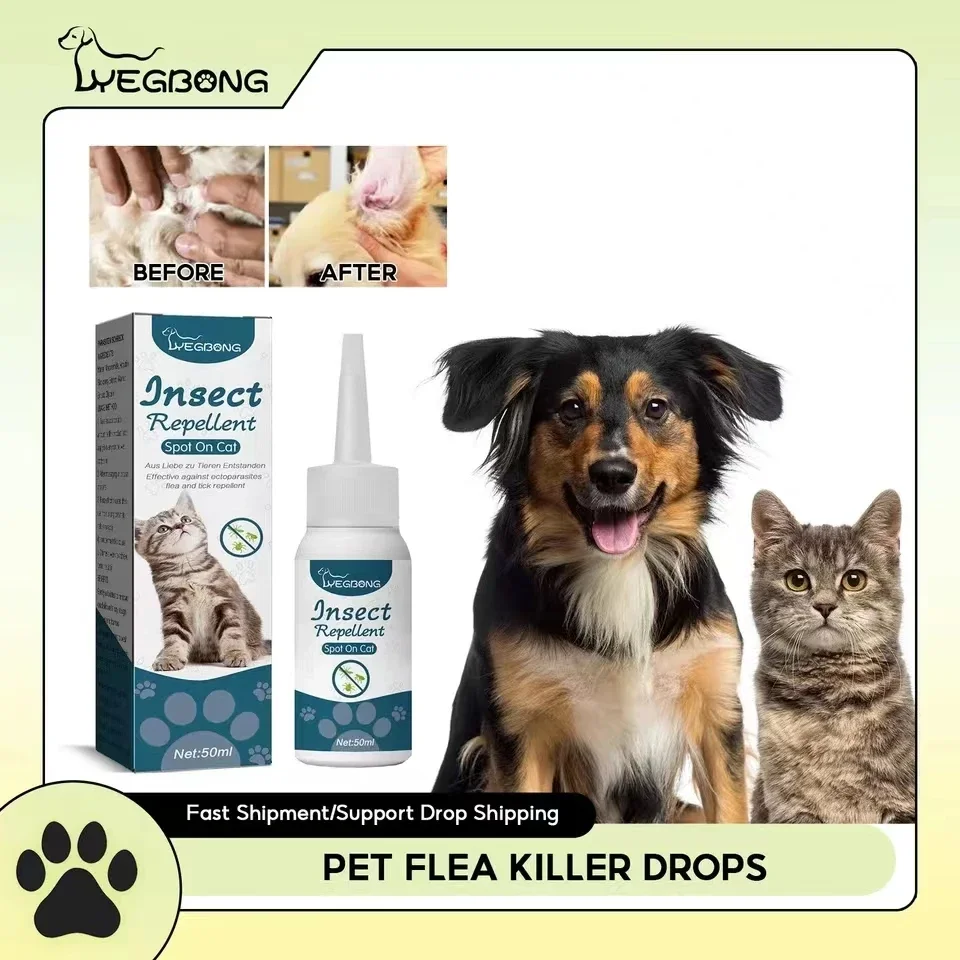 Pet Flea Killer Drops Anti Fleas Cats Ticks Lice Mite Removal Dogs Itching Relieve Treatment Ringworm Removal Drops Pet Ins