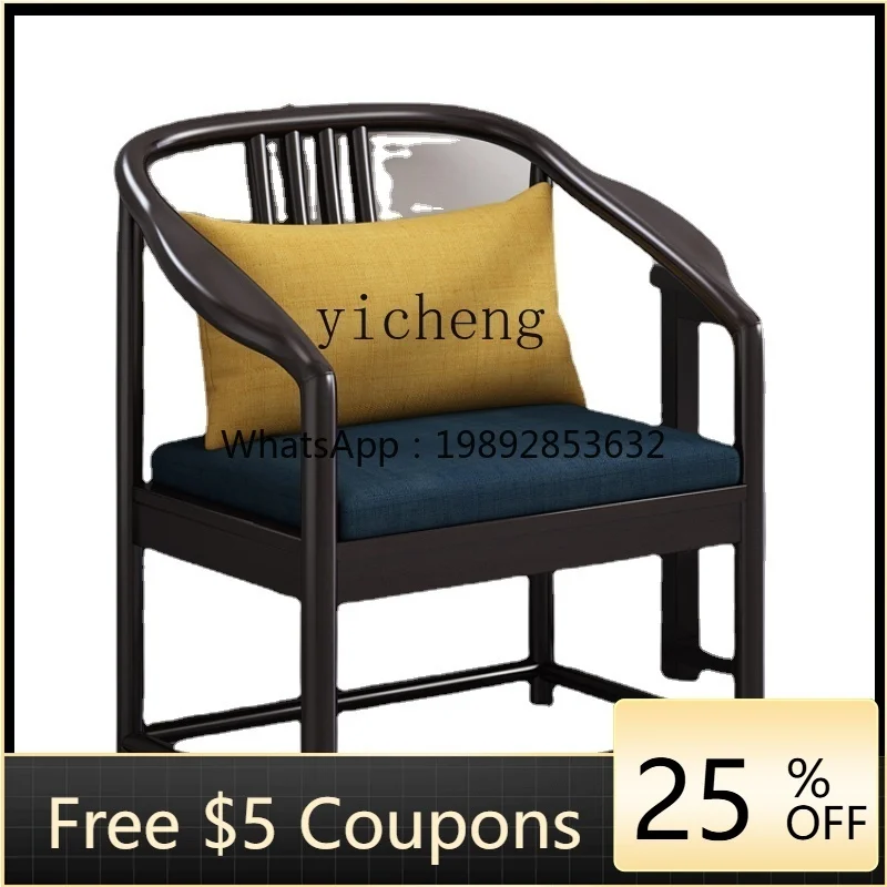 

ZZf Solid Wood round-Backed Armchair Single Balcony Three-Piece Set Hotel Leisure Tea Table and Chair