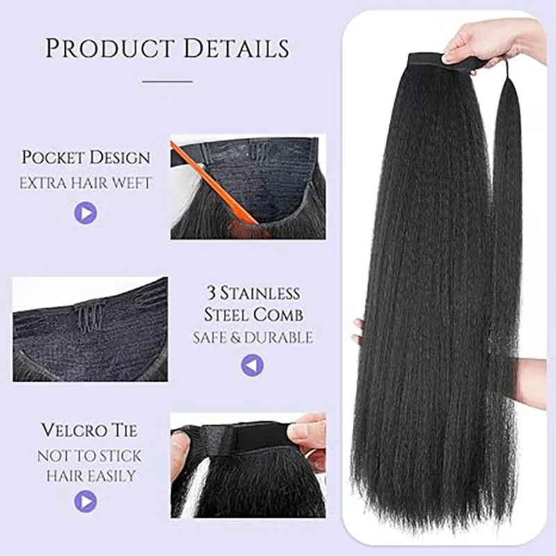 Straight Wrap Around Ponytail Human Hair Brazilian Ponytail Hair Extensions Drawstring Ponytails For Black Women