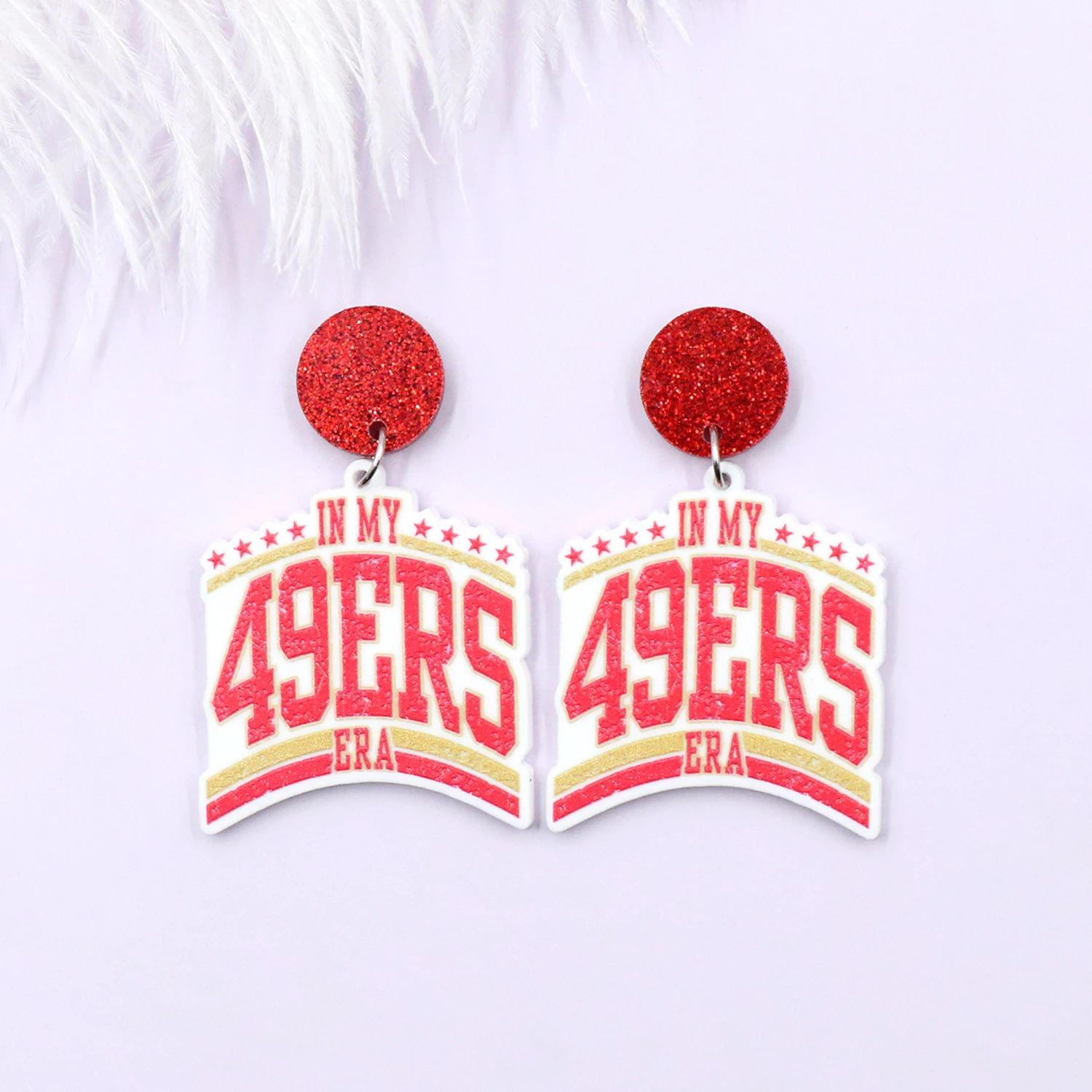 1pair New product In My 49ERS ERA TRENDY Acrylic earrings Jewelry for women