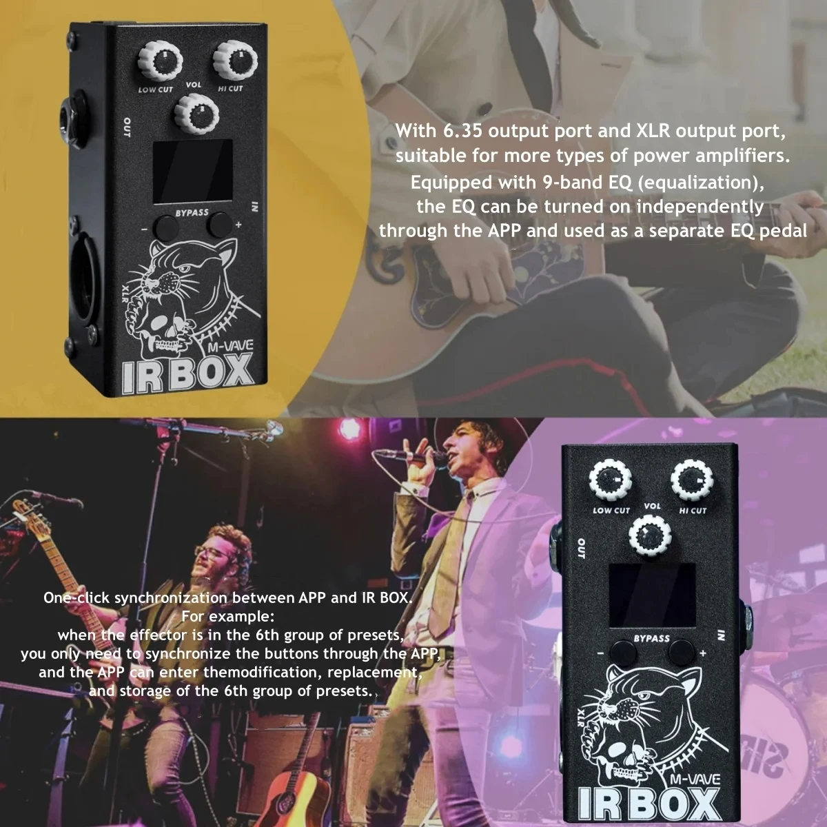 M-VAVE IR صندوق دواسة الكابينة دفعة الاستجابة خزائن المتكلم محاكاة الغيتار باس تأثيرات دواسة 9-قطعة EQ وحدات 32 الإعدادات المسبقة #5