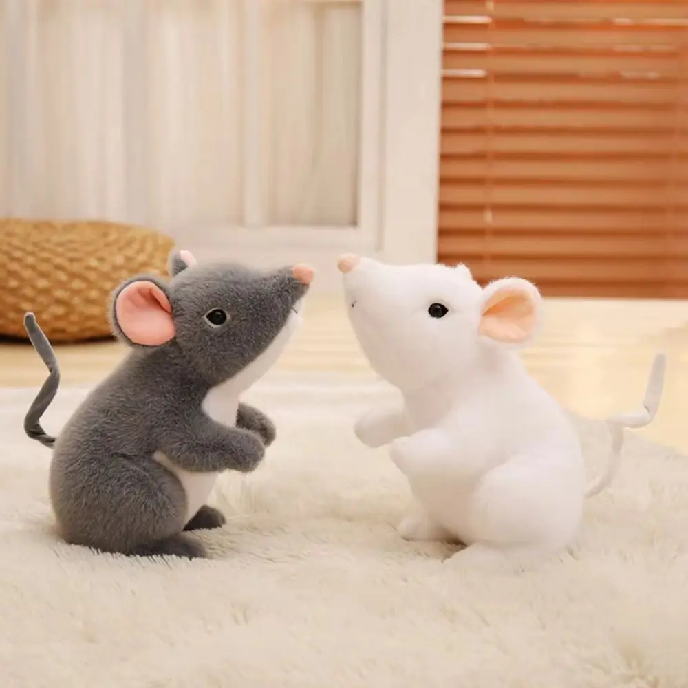 Handmade 27CM Simulated Mouse Lifelike Little Mouse Lively Cute Stuffed Rat Delicate Kawaii Cartoon Mouse Desktop Pets