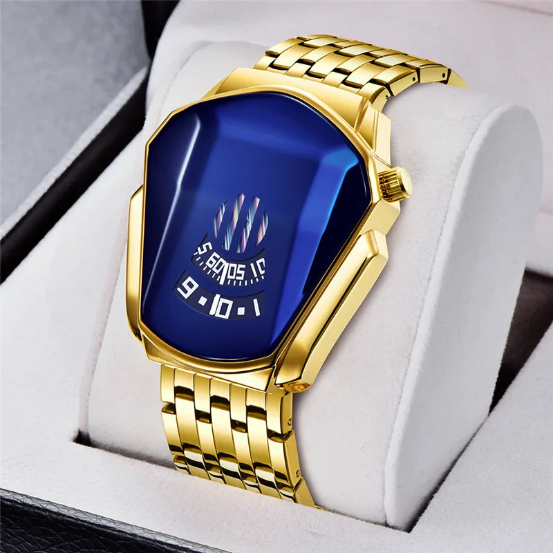 Unique Designer Watches For Men Students Boys Fashion Alloy Band Cool Iron Man Golden Quartz Warch Relogios Masculinos Ouro 2024