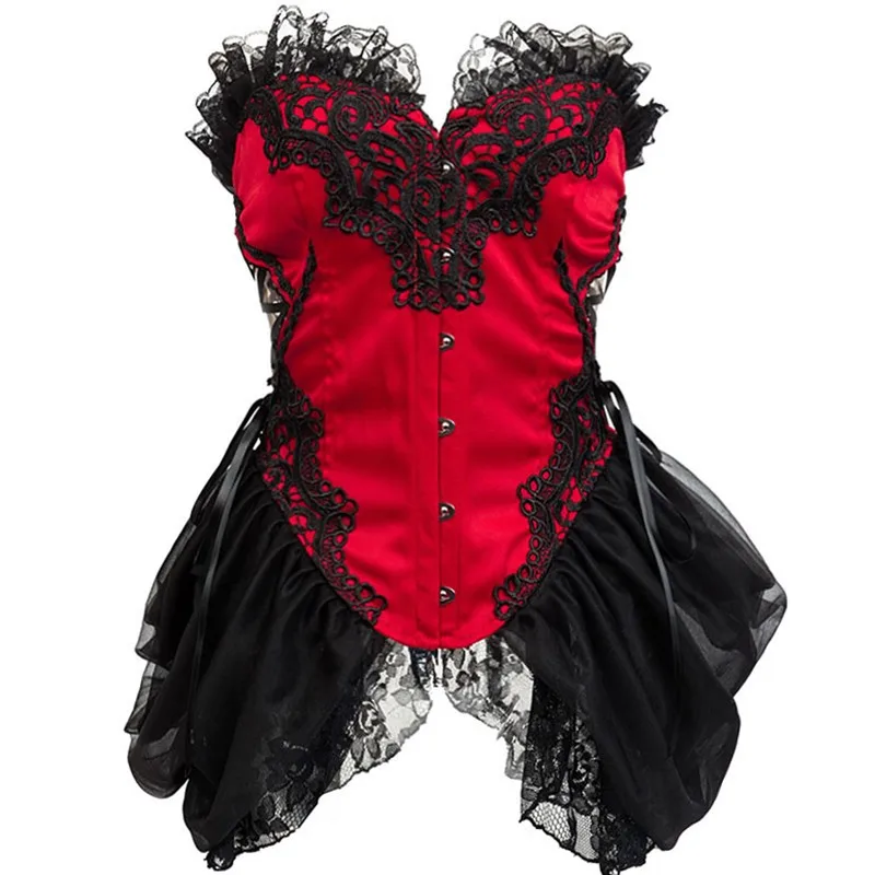 Vintage Victorian Lace Mesh Floral Steampunk Gothic Sexy Corset Women\'s Burlesque Wedding Elegant Bustier Corselet